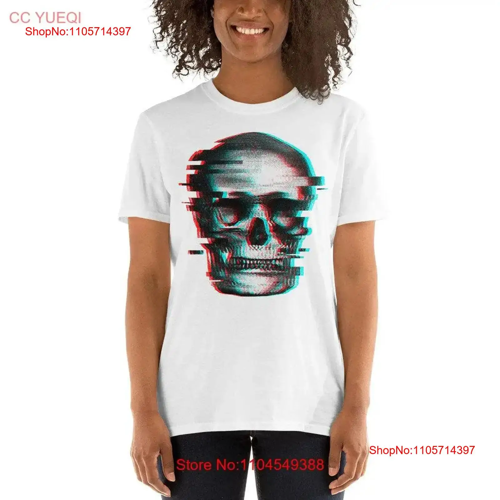 3D Printing X Ray - T-shirt rétro à motif crâne glitché,