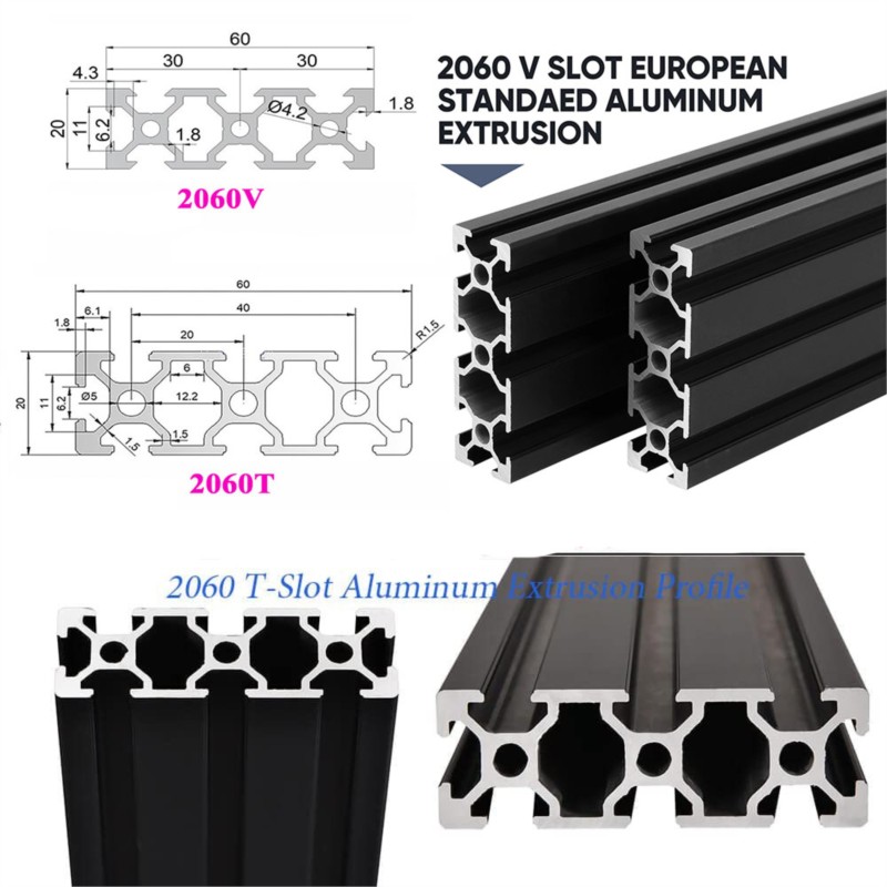 Profilé en aluminium noir 2060 - V Slot Aluminum Extrusion avis et prix