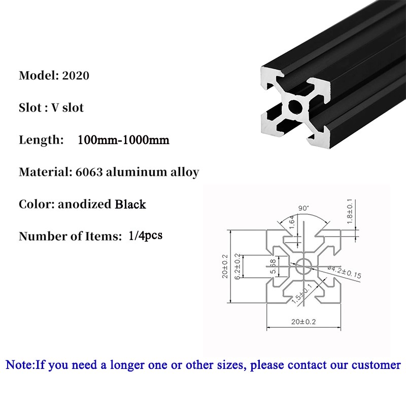 1/4 pièces 2020 v-slot 2020V n - V Slot Aluminum Extrusion avis et prix