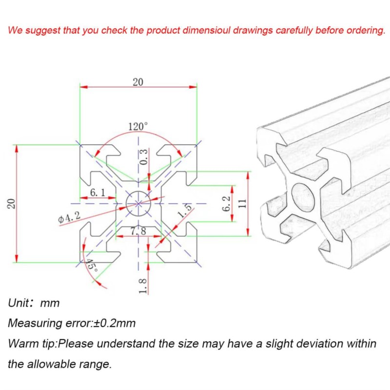 1/4 pièces 2020 v-slot 2020V n - V Slot Aluminum Extrusion avis et prix