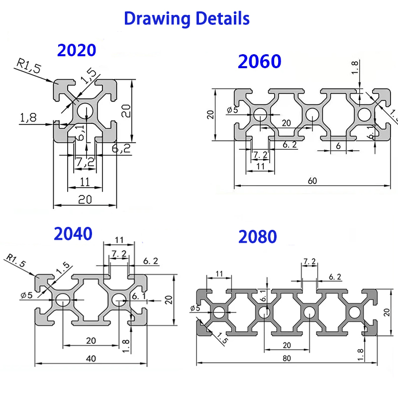 2020 2040 2060 2080 20100 3030 - V Slot Aluminum Extrusion avis et prix
