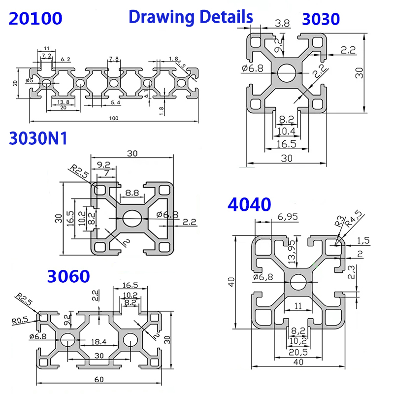 2020 2040 2060 2080 20100 3030 - V Slot Aluminum Extrusion avis et prix